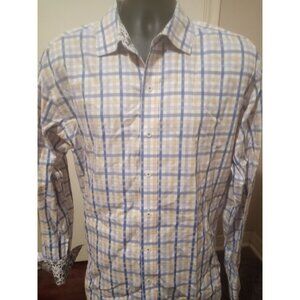 Robert Graham Blue and Yellow Plaid Casual Button Down Shirt